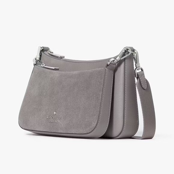 Kate Spade Duet Hare Grey Suede Leather Small Crossbody NWT - Picture 2 of 4